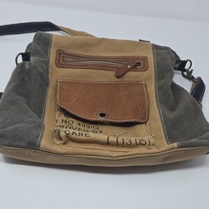 Myra Bag Tan and Gray Messenger Bag